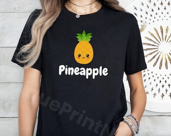 Charming Pineapple Graphic Tee, Summer Cotton Shirt