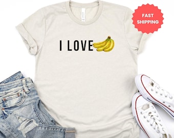 T-shirt J'aime les bananes, t-shirt graphique unisexe, cadeau pour les amateurs de fruits