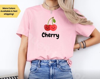 Cherry Smiley Tee, Fruit T-Shirt, Foodie Shirt