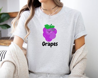 Fun Grape Character T-Shirt, Fruit Lovers Tee
