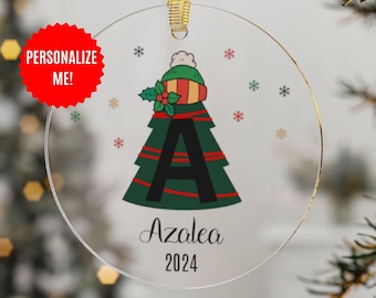 Personalized Letter Acrylic Ornament, Custom Christmas Tree Decor