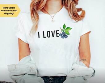 Camiseta "Me encantan los arándanos", camiseta para amantes de las frutas