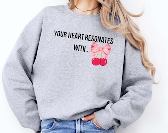 Cherry Bow Graphic Sweatshirt, Coquette Pullover