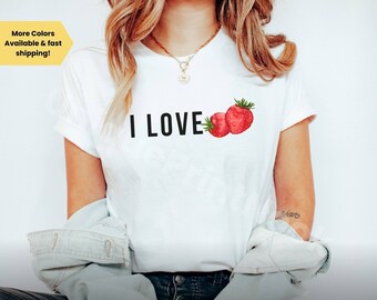 Strawberry Love Graphic Tee, Fruit Shirt