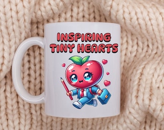 Preschool Teacher Mug: Inspiring Tiny Hearts, Back to School Gift