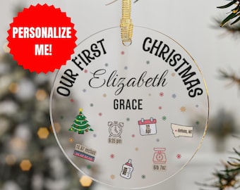 Personalized Baby's First Christmas Acrylic Ornament, Custom Keepsake