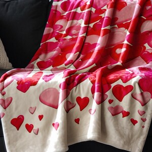 Lot&#39;s of Love Decorative Throw Blanket, Valentines Hearts Throw Blanket, Luxury Soft Blanket, Chic Couch Throw, Housewarming New Home Gift