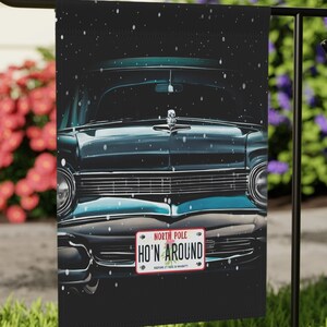 Ho Ho Ho Funny Holiday Yard Flag, Christmas Car Lovers Flag, Funny Ho&#39;n Around Flag, Vintage Christmas Car, Funny Christmas License Plate