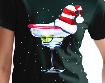 Maglietta natalizia "Merry Margarita", maglietta per feste natalizie "Margarita", maglietta per feste di Natale, maglietta natalizia da donna, maglietta per cocktail di Natale
