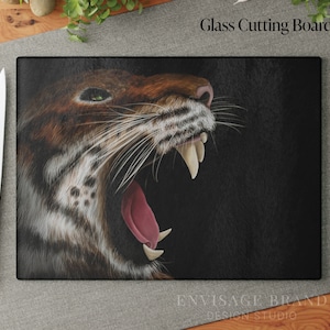 Tabla de cortar con diseño de tigre abstracto, tabla de cortar, tabla de charcutería, decoración de cocina, decoración de gatos, regalos de inauguración de la casa, regalos para el hogar, regalos para papá