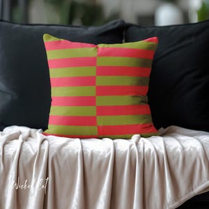 Pink and Green Striped Christmas Throw Pillow Cover, Festive Soft Pillow Cover, Modern Christmas Decor, Christmas Holiday Couch Pillow