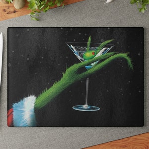 Grinch Christmas Cutting Board, Martini Grinch Kitchen Decor, Grinchmas Decor, The Grinch Home Decorations, Christmas Kitchen Decor