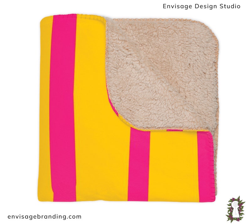 Yellow and Pink Ultra Soft Sherpa Throw Blanket, Modern Decorative