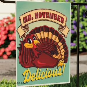 Thanksgiving Garden Flag, Retro Vintage Turkey Flag, Funny Seasonal Outdoor Flag, Funny Welcome, Thanksgiving Dinner Decor, House Yard Flag