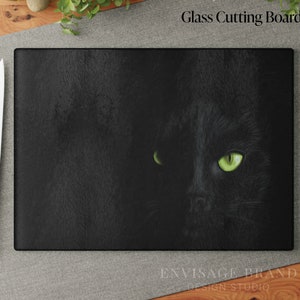 Black Cat Glass Cutting Board, Decorative Chopping Board, Charcuterie Board, Cooking Gifts, Gifts for Home, Gifts for Cat Lovers, Cat Gifts