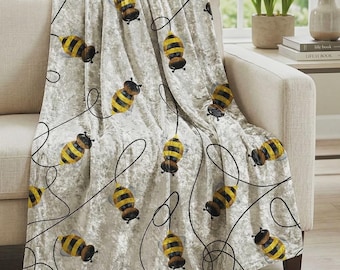Buzzing Bees Decorative Blanket, Spring Decor, Summer Decor, Bee Home Decor, Couch Throw, Honey Bee Blanket, Summer Throw, Bee Lovers