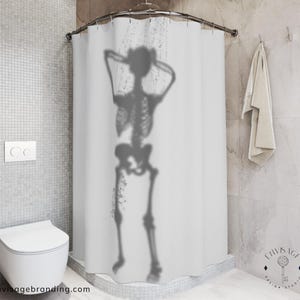 Funny Showering Skeleton Shower Curtain, Halloween Bathroom, Spooky Decor, Skeleton Decor, Gifts for Home, Shower Curtains, Bathroom Decor