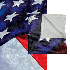 Coperta con bandiera americana in velluto stropicciato, coperta decorativa, coperta per divano, arredamento patriottico, regali per militari, rosso bianco e blu, coperta morbida