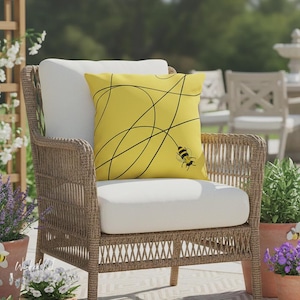 Bees Outdoor Throw Pillow, Summer Outdoor Decor,  Bee Patio Pillow Decor, Gifts for Home, Spring Decor, Anything Bees, Honey Bee Decor