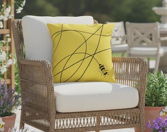 Bees Outdoor Throw Pillow, Summer Outdoor Decor,  Bee Patio Pillow Decor, Gifts for Home, Spring Decor, Anything Bees, Honey Bee Decor