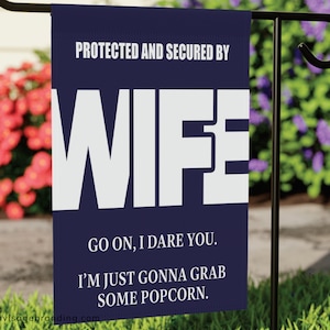Funny Home Security Garden Flag, Warning Sign, No Trespassing, Sarcastic Saying, Funny Beware of, Outdoor Decor, Gifts for Home, Novelty