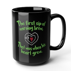 Taza de café con forma de corazón de Grinch, taza de Grinchmas con forma de corazón de Grinch, artículos para beber para amantes de Grinch, taza de San Valentín de Grinch, regalo para amantes del café, regalos para ella