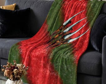 Elm Street Freddy Krueger Decorative Blanket, Halloween Blanket, Haunted House Decor, Nightmare on Elm Street Decor, Horror Movie Blanket