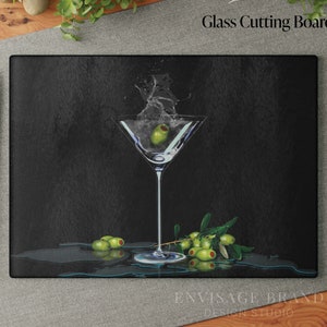 Dirty Martini Cutting Board, Chopping Board, Charcuterie Board, Martini and Olives, Gifts for Her, Housewarming Gifts, Martini Lovers