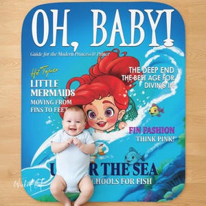 Baby Little Mermaid Cover Soft Baby Blanket, Fairytale Blanket, Luxury Baby Blanket, Toddler Blanket, Princess Nursery, Baby Shower Gifts image 1