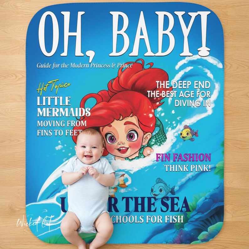 Baby Little Mermaid Cover Soft Baby Blanket, Fairytale Blanket, Luxury Baby Blanket, Toddler Blanket, Princess Nursery, Baby Shower Gifts image 1