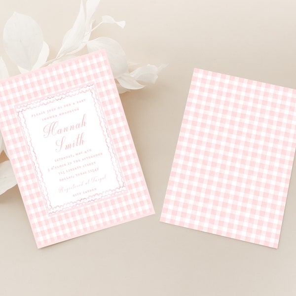 Gingham Invitation - Etsy