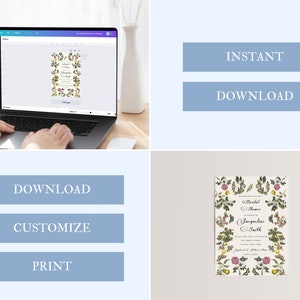 Pu&ograve; includere: Un invito stampabile per un addio al nubilato con un design floreale con farfalle, limoni e fiori rosa. Il testo recita "Bridal Shower in onore di Jacqueline Smith".
