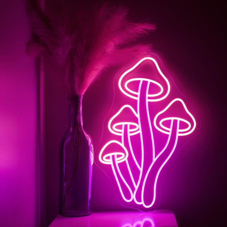 Mushroom LED Neon Sign: Psychedelic Bedroom Wall Art, Magic Mushroom Decor zdjęcie 2