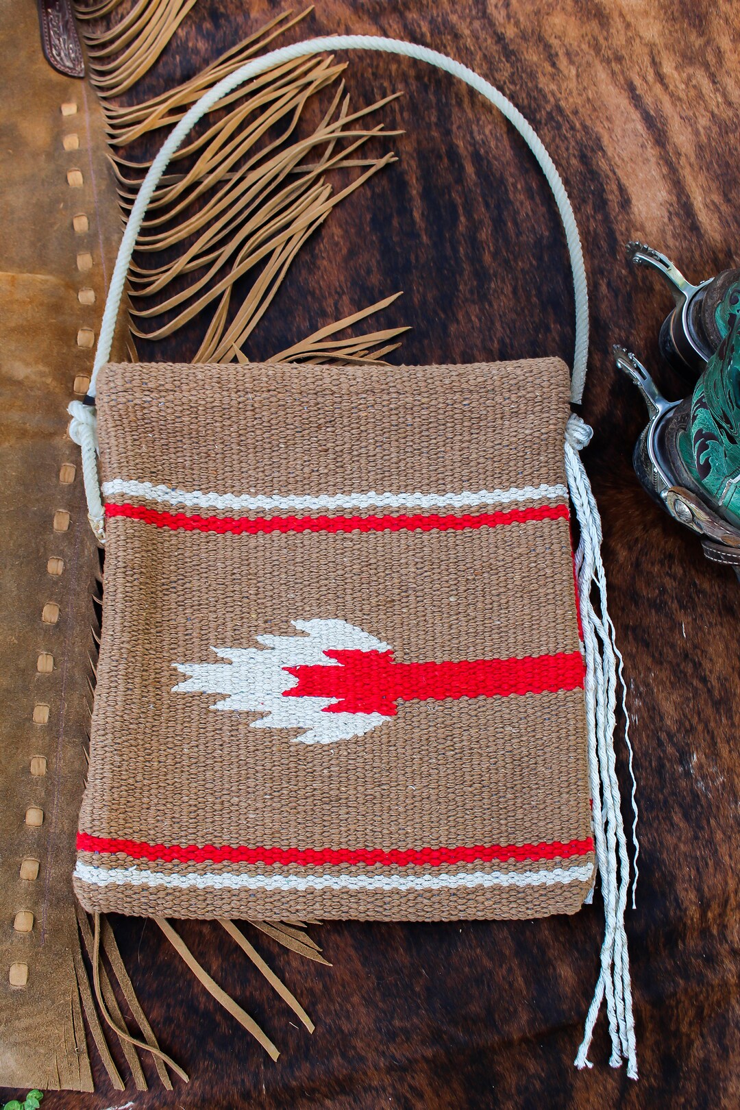 Saddle Blanket Handbag Tote With Lariat Rope Handle Etsy