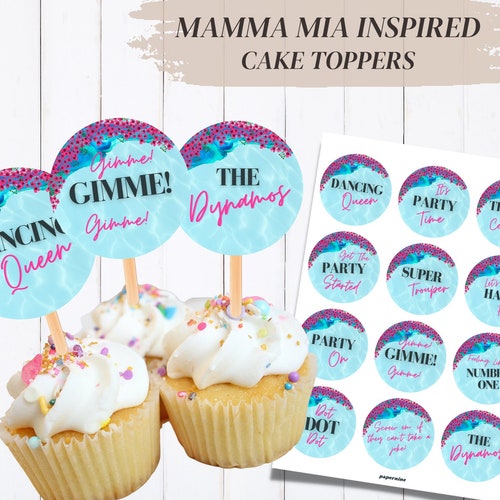 MAMMA MIA Inspired Printable Party Cake Topper Decorations - Etsy