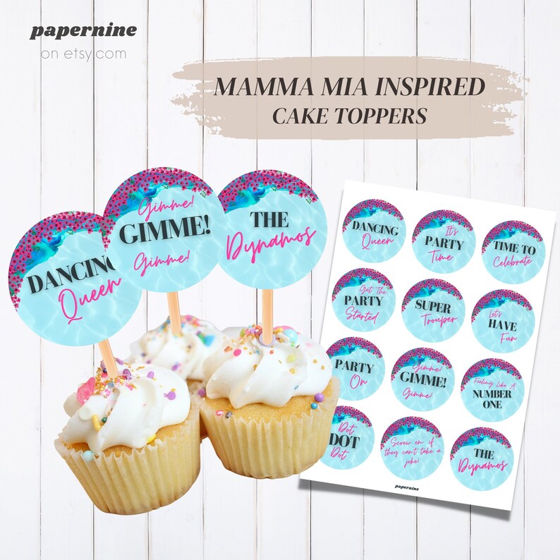 MAMMA MIA Inspired Printable Party Cake Topper Decorations - Etsy
