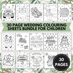 30 Wedding Printable Colouring Pages for Kids | Wedding Party Favours & Activities | Wedding Day Entertainment | Instant Download