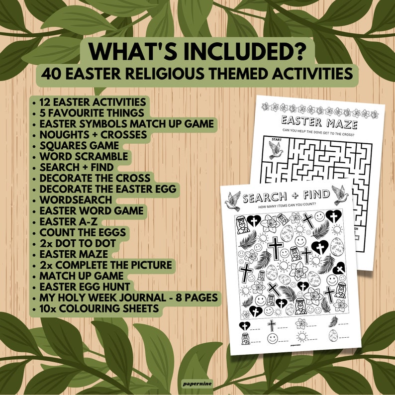 40 Page Easter Religious Themed Printable Activity Bundle - Etsy
