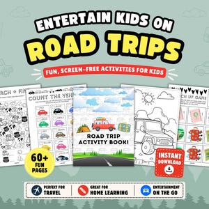 Road Trip Printable Activity Book for Kids: Travel Games, Puzzles & Coloring Pages (Instant Download) image 1