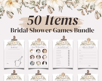 FLORAL ARCH 50 Bridal Shower Games, Printable Bridal Shower Games, Wedding Shower, Modern Bridal Party Games, Hen Do Party Games, PDF