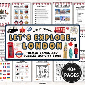 Esploriamo... Londra! Libro di attività stampabile per bambini / Giochi divertenti, puzzle e pagine da colorare / Viaggi nel Regno Unito / Download immediato