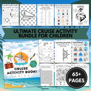 Ultimate Cruise Themed Printable Activity Bundle Pack For Children 65 Page Ship Boat Games Family Holiday Vacation Travel Journal Colouring image 1