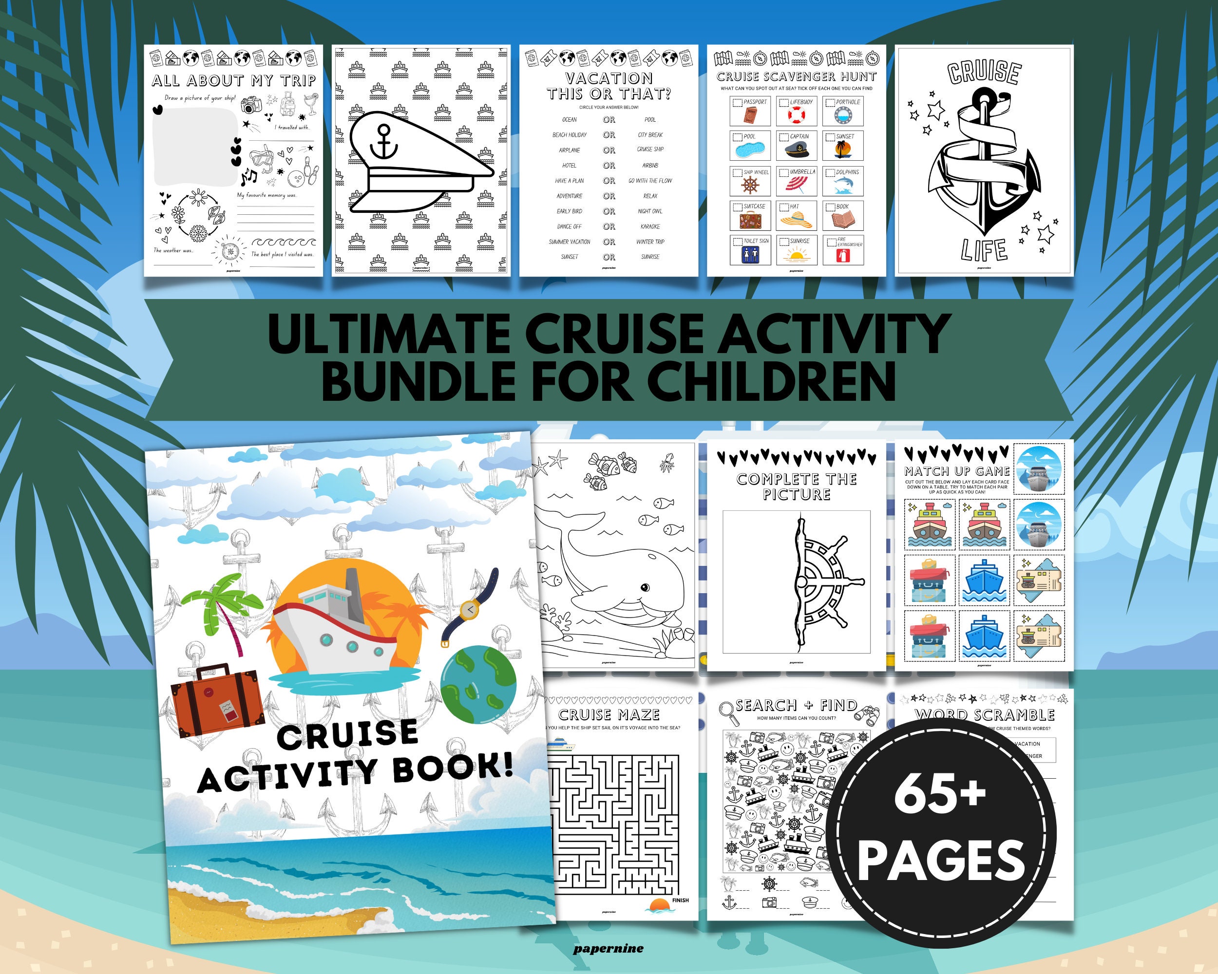 Ultimate Cruise Themed Printable Activity Bundle Pack for Children 65 ...