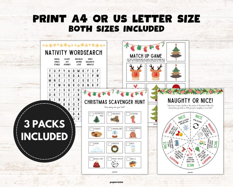 Christmas Printable Activity Book Bundle for Kids: Holiday Games, Puzzles & Coloring Pages (Instant Download) image 5