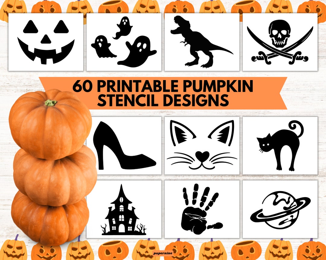 60 Printable Pumpkin Stencil Designs Halloween Activity for Children ...