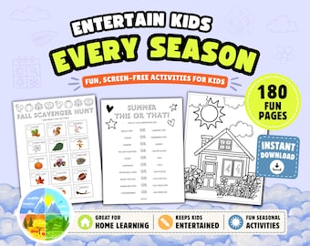 Seasons Printable Activity Book for Kids: Weather Games, Puzzles & Coloring Pages (Instant Download)