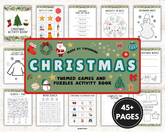 Libro de actividades navideñas para niños: Juegos y rompecabezas