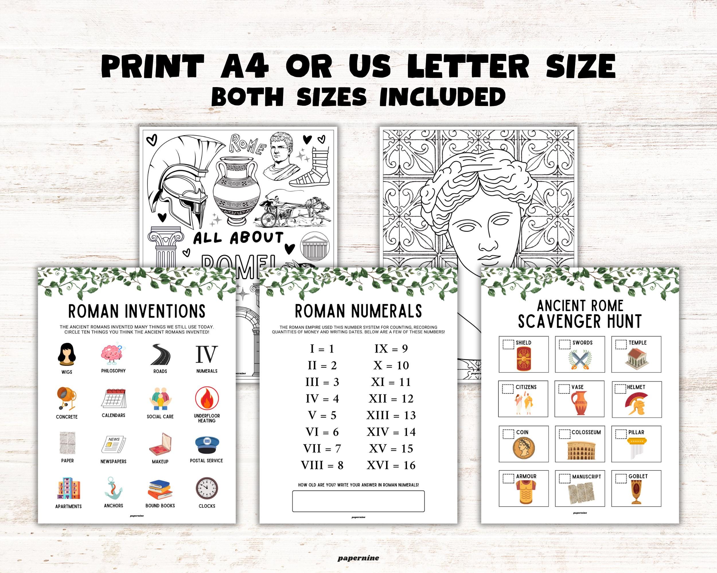 Ancient Rome Printable Activity Book for Kids: History Games, Puzzles ...