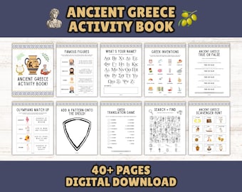 Ancient Greece Printable Activity Book for Kids: History Games, Puzzles & Coloring Pages (Instant Download)