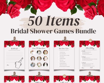 RED ROSES 50 Bridal Shower Games, Printable Bridal Shower Games, Wedding Shower, Modern Bridal Party Games, Hen Do Party Games, PDF